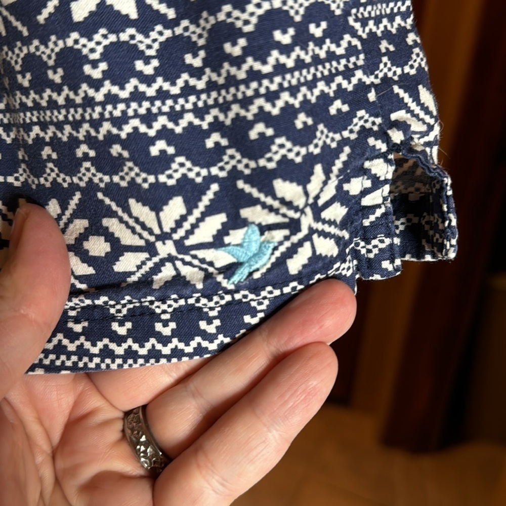 Aerie Blue White Snowflake Pajama Shorts Nordic Fair Isle Lounge Size Medium - Picture 6 of 8